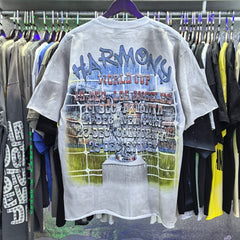 Harmony T Shirts Garment-washed short-sleeve top with rhinestone embellishment