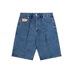 CORTEIZ Denim shorts Y2K Center Seam Wash Denim C-Star & Star Graphic Loose Fit Shorts
