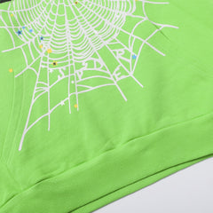 Sp5der hoodie High-quality cotton with rhinestone embellishment Pure cotton high quality spring/summer