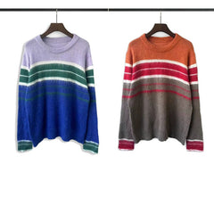 RHUDE knit sweater Heather‑Blend Multi‑Hue Gradient Horizontal‑Band Casual Knitwear