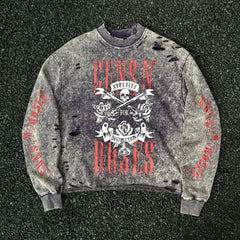 Unisex Vintage  sweatshirt Guns N' Roses x Harley-Davidson Tour Limited Edition Crewneck Sweatshirt ¨C Heavyweight, Washed & Distressed Finish