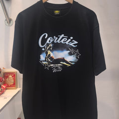 CORTEIZ T-shirt Y2K Retro Oil Painting Rules The World Printed Oversized Tee