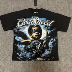 Godspeed T Shirts 100% pure cotton 260g fabric Streetwear fashion Rhinestone