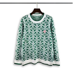 Casablanca knit sweater Contrast Rib Cuff Vintage Ornamental Jacquard Knitwear