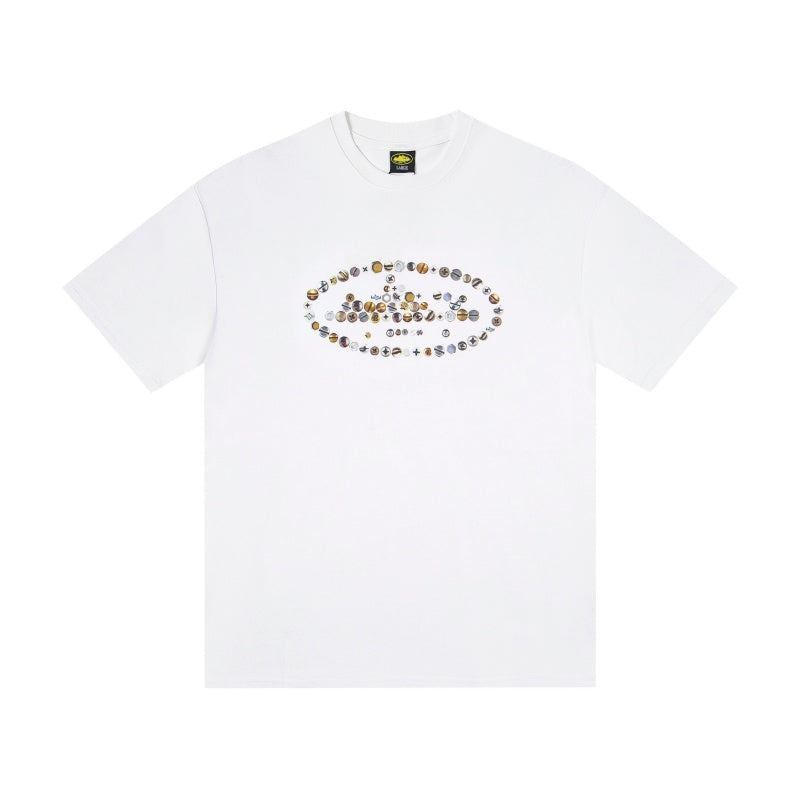 CORTEIZ T-shirt Y2K Heavyweight Coin Alcatraz Oval Printed Oversized Streetwear T-Shirt