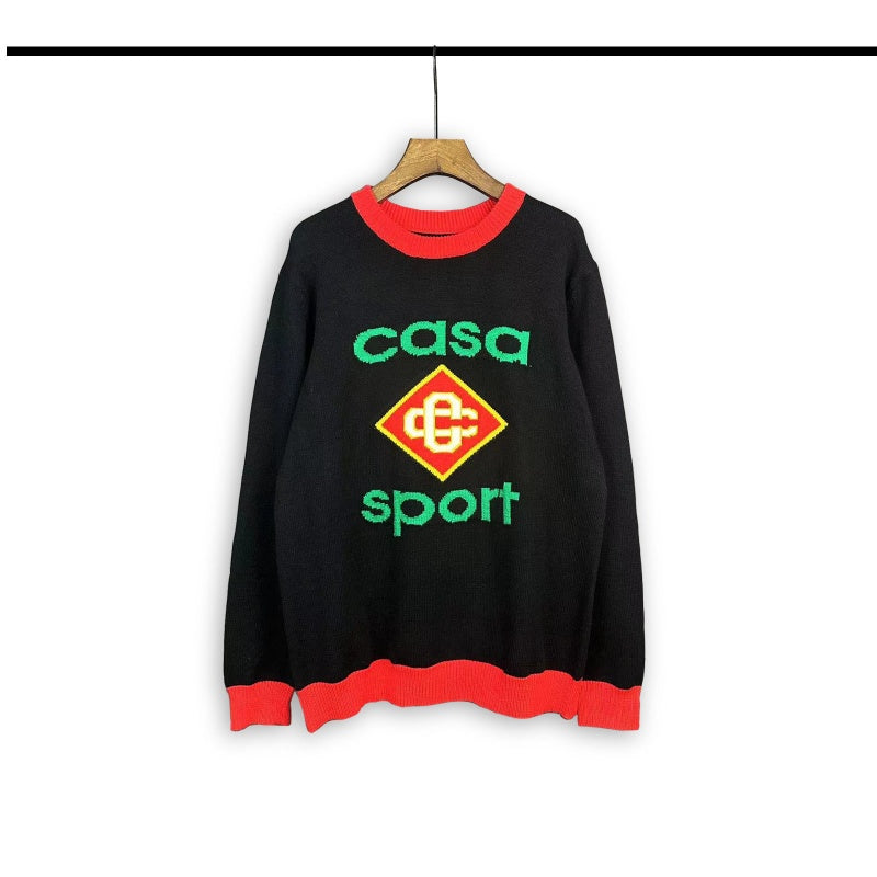 Casablanca knit sweater Bold Diamond Crest Front Sport‑Themed Lettering
