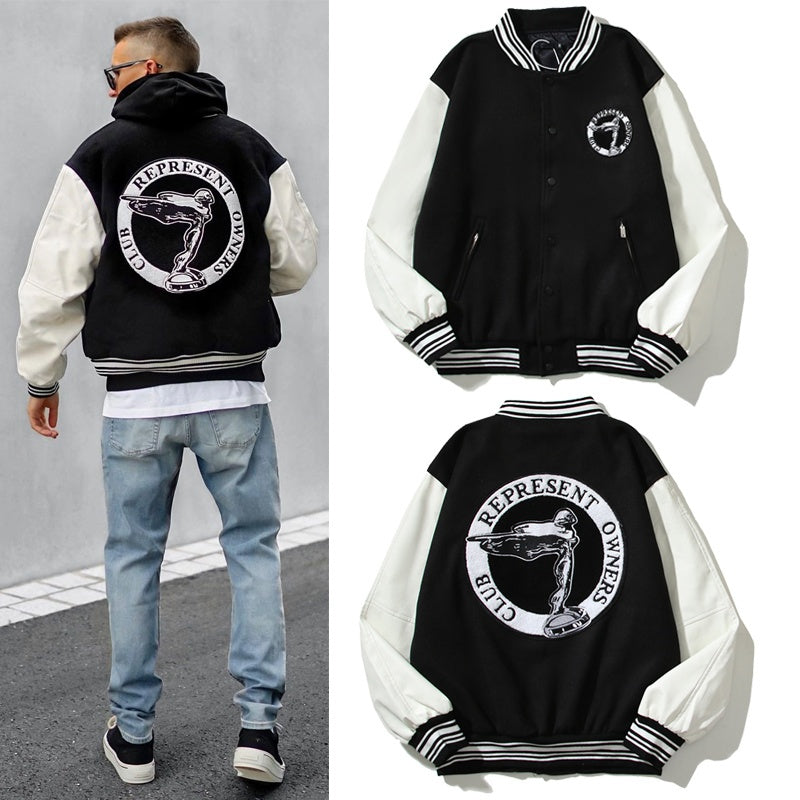 American-style baseball jacket Powered by Represent ¨C Club Logo Embroidery (Vibe Style)