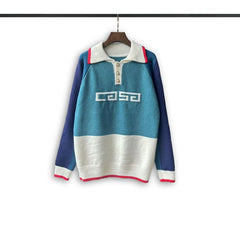 Casablanca knit sweater Preppy Tipped‑Trim Greek‑Key Knit Graphic
