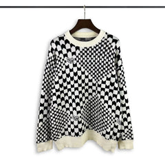 Casablanca knit sweater Distorted Racing Check Allover Print Casual Pullover