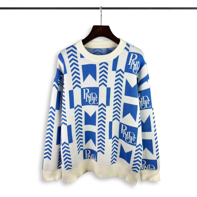 Casablanca knit sweater Full Print Rhude Letter Graphic Casual Knit Pullover