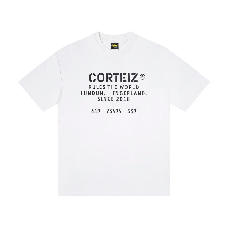 CORTEIZ T-shirt Y2K Heavyweight London Text Printed Oversized Streetwear T-Shirt
