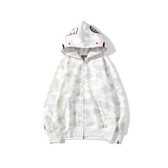 Bathing Shark print Hoodie camouflage luminous sweater men's autumn and winter cardigan