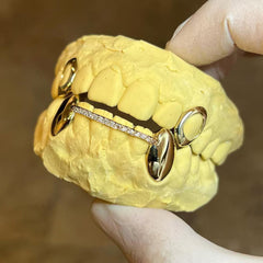 Grillz Hip-Hop Rock Hip Hop Zirconium Trim Braces TeethGrillz Real Gold Plated Braces