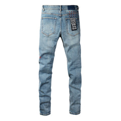 KSUBI Jeans Slim Fit Casual Stretch Ripped Jeans