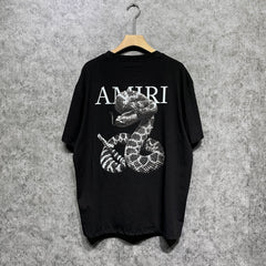 Amiri T Shirt Printed Casual Hip Hop round Neck Short Sleeve T-shirt