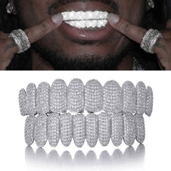Grillz Hip-Hop Rock Hip Hop Braces Real Gold Plated 10 Tooth Micro-studded Diamond Cross Border Hiphop Braces Halloween Hip Hop Ornament