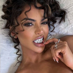 Grillz Hip-Hop Rock Hip Hop Singer Braces Real Gold Plated Hollow Teeth Filled with Diamonds Cross Border HIPHOP Braces Halloween Hip Hop Ornaments