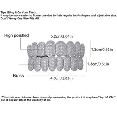 Grillz Hip-Hop Rock European and American Hip Hop Braces Real Gold Plated 10 Tooth Micro-studded Diamond Cross-border Hiphop Braces Halloween Hip Hop Ornaments