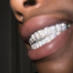 Grillz Hip-Hop Rock Hip Hop Braces Real Gold Plated 10 Tooth Micro-studded Diamond Cross Border Hiphop Braces Halloween Hip Hop Ornament