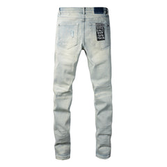 KSUBI Jeans Slim Fit Casual Stretch Ripped Jeans