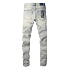 KSUBI Jeans Slim Fit Casual Stretch Ripped Jeans