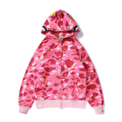 Bathing Shark print Autumn and Winter Men's and Women's Pure Cotton Shark Head 3D Camouflage Printing Brushed Hoody Hoodie