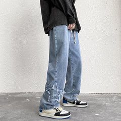 Men Jeans Retro Washed Casual Trousers