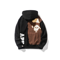 Bathing Shark print Hoodie Man Alphabet Print Solid Color Shark