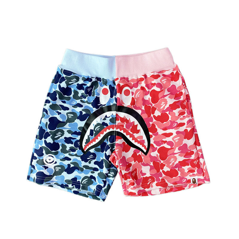 Bathing Shark print Shorts Camo Alphabet Shark Straight Beach Pants