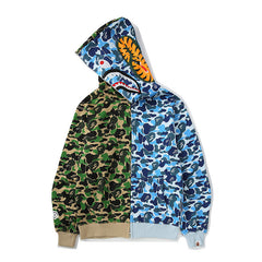Bathing Shark print Hoodie Shark Stitching Sweater Men's Cardigan