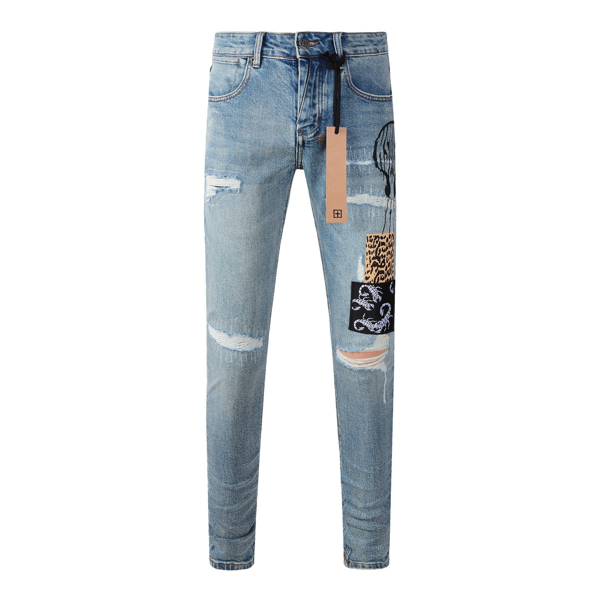KSUBI Jeans Slim Fit Casual Stretch Ripped Jeans