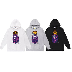 Bathing Shark print Hoodie Autumn/Winter Letter Print Loose Hoodie Pullover Ape Sweater