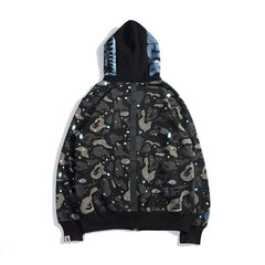Bathing Shark print Hoodie Luminous Star Print Jacket