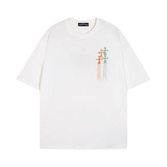CHH  Heart T Shirts Cross Color Printed Short Sleeve T-Shirt Loose