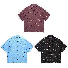 GUILTYPARTIES TIGER Shirts square pattern print rayon Hawaiian short-sleeved shirt beach shirt