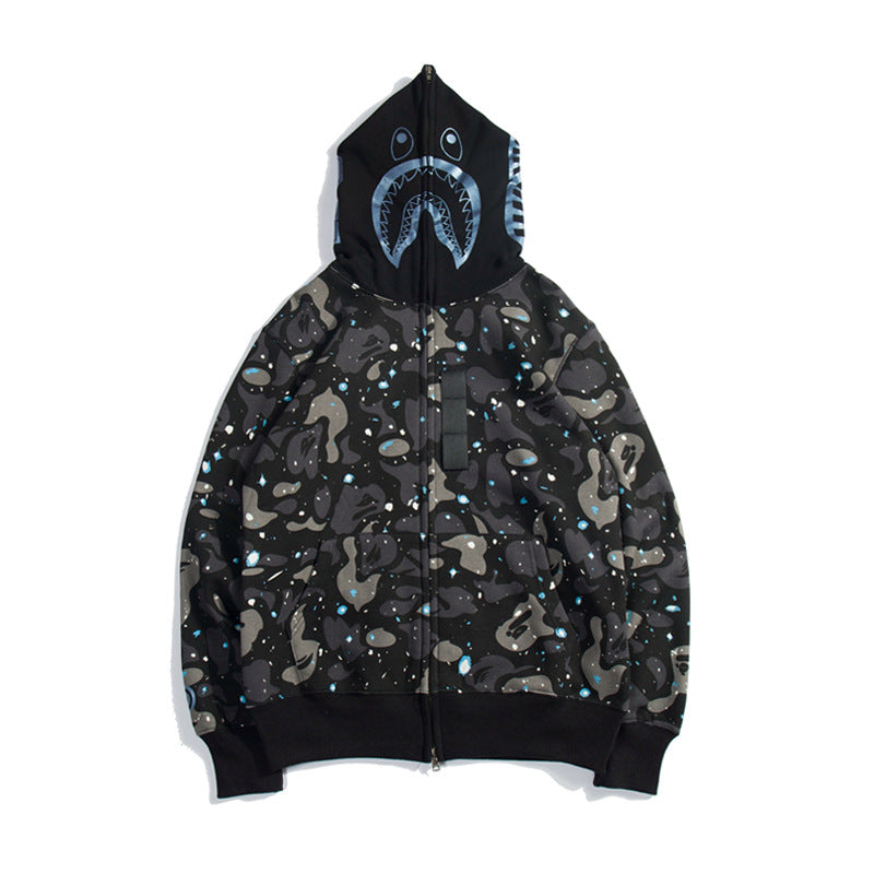 Bathing Shark print Hoodie Luminous Star Print Jacket