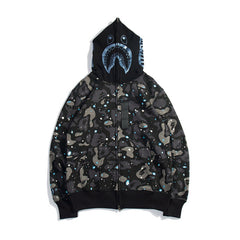 Bathing Shark print Hoodie Luminous Star Print Jacket