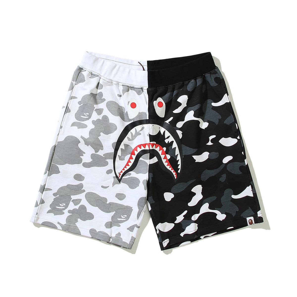 Bathing Shark print Shorts Yin Yang luminous shark five-point pants straight beach pants