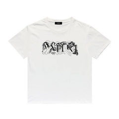 Amiri T Shirt Letter Sketch Casual round Neck Short Sleeves T-shirt