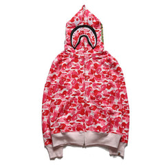 Bathing Shark print Hoodie Camouflage Alphabet Embroidery Shark Hooded