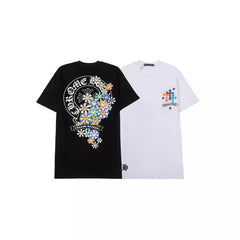 CHH  Heart T Shirts Croix Cross Color Leather Printed Short Sleeve T-Shirt