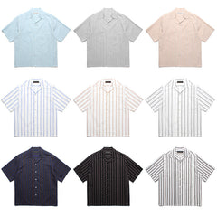 GUILTYPARTIES TIGER Shirts Striped color-matching rayon Hawaiian short-sleeved shirt Beach resort shirt
