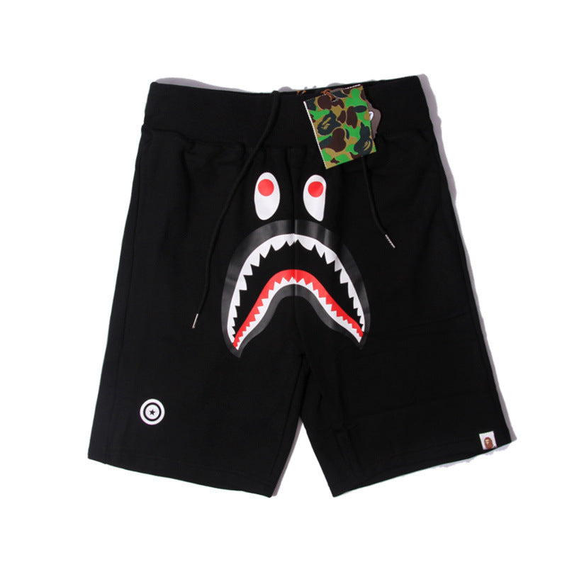 Bathing Shark print Shorts Solid Color Letter Shark WGM Printed Five-Point Pants Straight Beach Pants