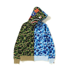 Bathing Shark print Hoodie Shark Stitching Sweater Men's Cardigan