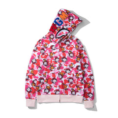 Bathing Shark print Hoodie Full Print Hello Kitty Cardigan Zipper
