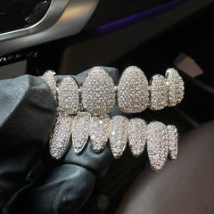 Grillz Hip-Hop Rock Hip-Hop Braces Real Gold Plated 8-tooth Micro-studded Diamond Cross-Border Hiphop Braces Halloween Hip-Hop Ornaments