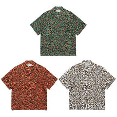 GUILTYPARTIES TIGER Shirts 23AW autumn and winter leopard print Hawaiian rayon short-sleeved shirt