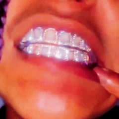 Grillz Hip-Hop Rock Hip Hop Braces Real Gold Plated 8-tooth Hollow Filled Diamond Cross-Border HIPHOP Braces Halloween Hip Hop Ornaments