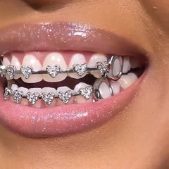 Grillz Hip-Hop Rock Hip-Hop Braces Real Gold Plated 8-tooth Micro-inlaid Love Full Diamond Cross-border HIPHOP Braces Halloween Hip-Hop Ornaments