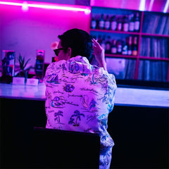 GUILTYPARTIES TIGER Shirts Island Coconut Surfing Leisure Travel Rayon Hawaiian Short Sleeve Shirt